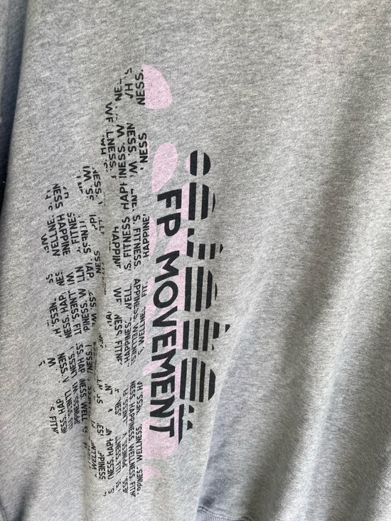 Free People Grey Graphic Crew Sweatshirt with Pink & Black Accents - Picture 3 of 6